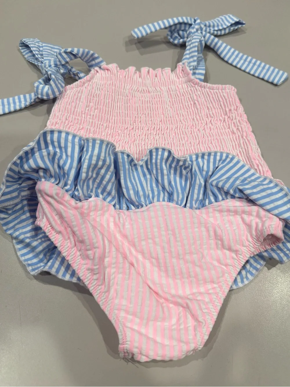 Classical Whimsey Pink & Blue Ruffle Swimsuit - 2T  Like new!